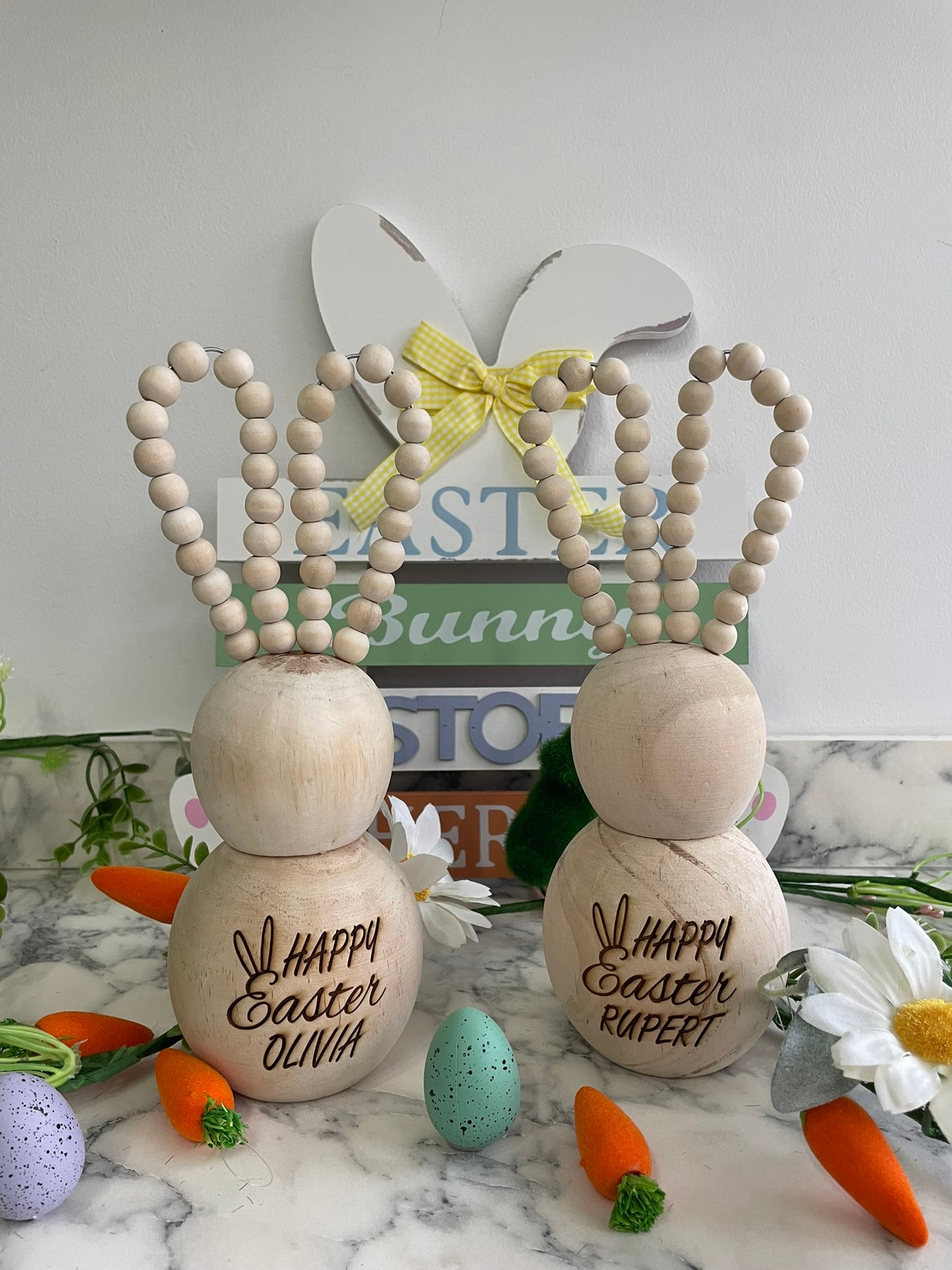 Personalised Easter Bunny with Beaded Ears